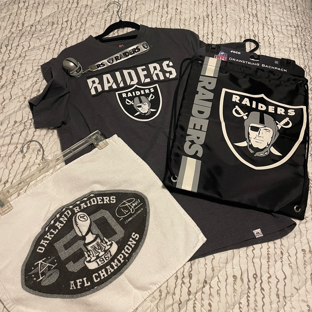 NFL Raiders football gear assortment